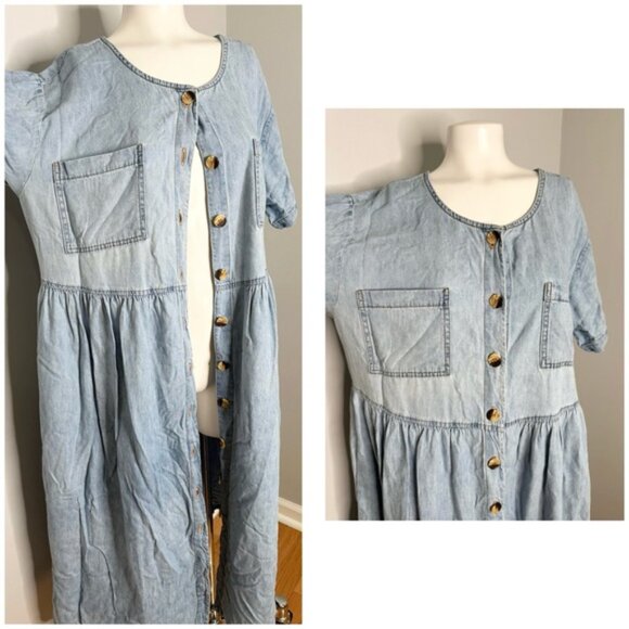 PRELOVED CHORUS BLUES DENIM MAXI DRESS POCKETS SIZE 18/20 - Picture 7 of 9